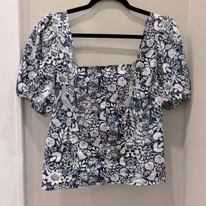 Jcrew top with puffed shoulder